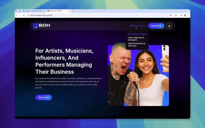 The talent page, written for artists and performers rather than for everybody