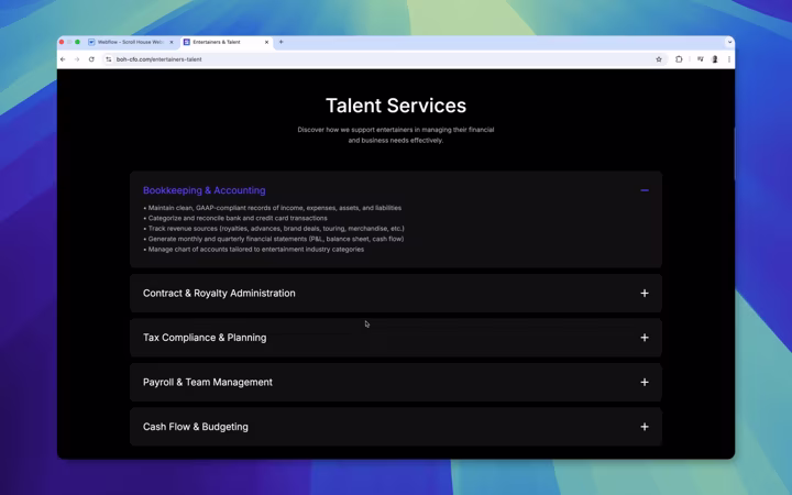 The service list closed, eight lines that can be read at a glance
