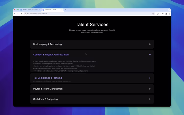 One service opened, the detail shown only where somebody asked for it
