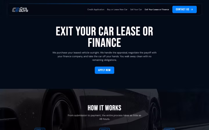 Exit your lease or finance, the third page on the same pattern