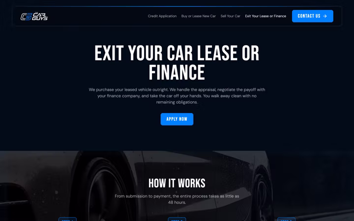 Exit your lease or finance, the third page on the same pattern